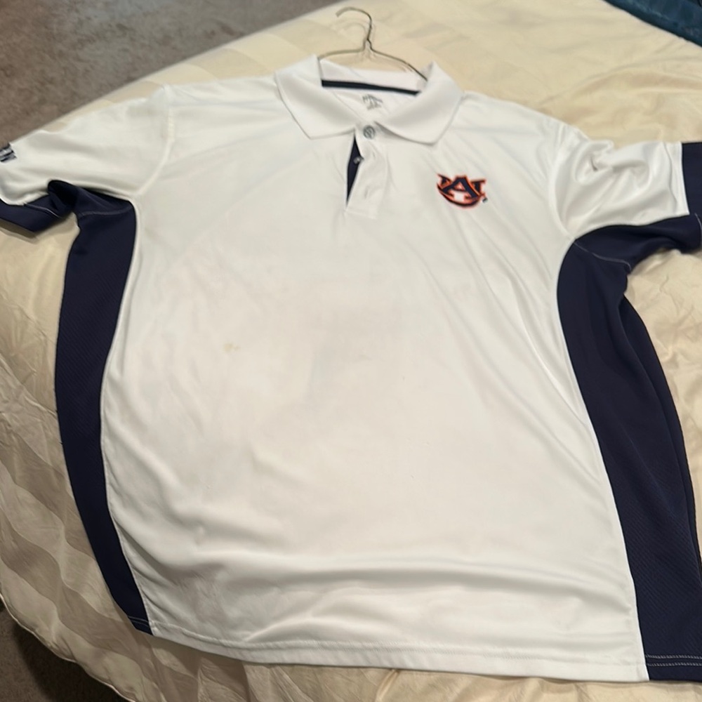 KA Knights dri-fit White and Navy Men's Auburn Tigers SS Polo Shirt-XL